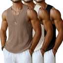 Riyiper 3 Pack Men's Waffle Knit Tank Tops Casual Sleeveless Shirts Classic Beach Tank T-Shirts Summer Loose Muscle Shirts (Black, M)