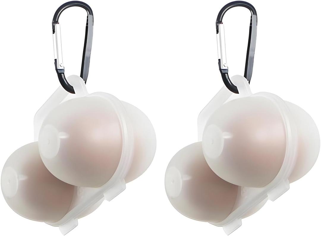 RoseFlower 2pcs Egg Holder Container, 2 Girds Plastic Egg Storage Box Shockproof Protection, Portable Egg Tray Carriage Dispenser for Camping Picnic Travel Kitchen Refrigerator Outdoor, Clear