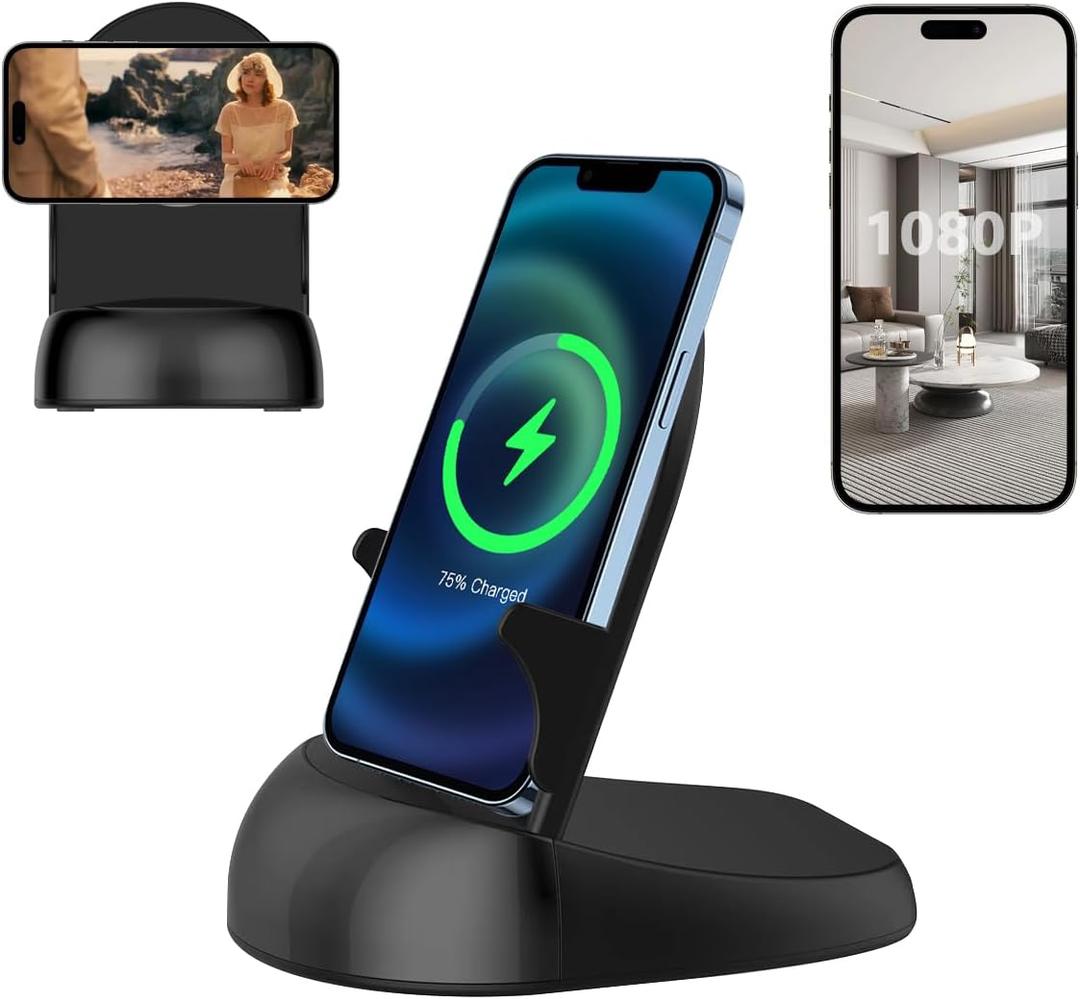 Dome Security Camera, 2.4/5GHz Smart Indoor Baby/Pet Monitoring Cam with Wirless Charger, Motion Detection, Phone APP, Rotate Lens 250Viewing Angle for Home Security