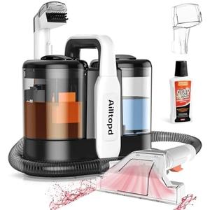 Ailltopd Portable Carpet & Upholstery Spot Cleaner, 15Kpa Powerful Suction & Couch Cleaner, Deep Cleaning for Carpet, Car, Pets, Stairs, Furniture, Self Cleaning System and Cleaner Solution (White)