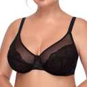 HSIA Minimizer Bras for Women Enchante Full Coverage Underwire Bras Plus Size Lifting Floral Lace Bra for Heavy Breast