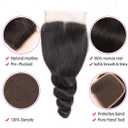 Brazilian Loose Wave 5x5 Lace Closure 100% Unprocessed Human Virgin Hair Pre Plucked Loose Deep Wave Pre-Plucked Hairline Frontal Closure Natural Black With Baby Hair (5x5 loose wave closure, 18inch)