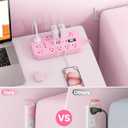 Pink Extension Cord with Multiple Outlets- 5 FT Kawaii Power Strip, Cute Extension Cord with 11 AC Outlet 6 USB (24W/4.8A), Charging Station for Cute Pink Kawaii Desk Home Room Decor Essentials Gifts