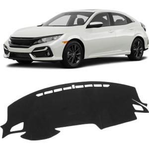 KUST Black Dash Cover Mat for Honda Civic 2016-2021 (Hatchback/Sedan/Coupe) Polyester Non-Slip Dashboard Cover Interior for Civic Accessories Sunshade Windshield Glare