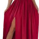 Dokotoo Womens 2025 Formal Dresses Wrap V-Neck Ruched Sexy Bridesmaid Wedding Guest Maxi Dresses XXL