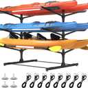 LotFun Kayak Storage Rack, Freestanding Heavy Duty Adjustable Kayak Stand Indoor Outdoor Storage Rack Garage, with Wheels and Foot Pad, for Kayaks, SUPs, Canoes, Surfboard (3 Levels for 6 Kayaks)