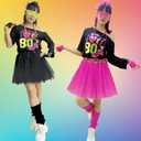 80s costumes for woman, 80s outfit woman costume outfits 21PCS womens 80's shirts accessories dress1980s clothing (Black, L)