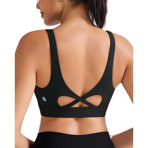RUNNING GIRL Sports Bra for Women High Support, Molded Cup High Impact Sports Bras with Sewn in Pads Workout Running Bra (Black, L)