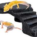 JWIZYOTR Bearded Dragon Basking Platform, Turtle Basking Platform Decorative Reptile Hideout with Rock Slate Plate in Terrarium for Lizard, Leopard, Crested Gecko (Medium-Grey)