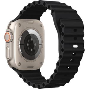 Ocean Band Compatible with Apple Watch Ultra Band 49mm 46mm 45mm 44mm 42mm for Men Women, Sport Wristband Adjustable Silicone Strap for Apple Watch Ultra 3/2/1 iWatch Series 11 10 9 8 7 6 5 4 3 2 1 SE (Deep Black)