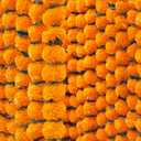 Marigold Garland for Decoration 4.8 feet Long Strands Artificial Marigold Flowers, Indian Dcor for Pooja, Wedding Christmas, Events (Orange + Green, 5)