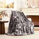 Cozy Bliss Faux Fur Throw Blanket for Couch, Cozy Warm Plush Striped Blanket for Sofa Bedroom Living Room, 50 * 60 Inches Tie-dye Grey
