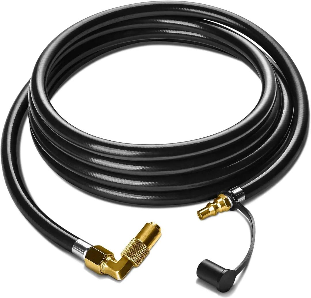 Improved Propane Quick Connect Hose for RV to Grill, 12FT RV Propane Hose with Blackstone Propane Elbow Adapter, Fit for Blackstone 22 Inch Griddle & 17" Grill