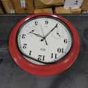 Outdoor Clocks Waterproof, 18 in Large Outdoor Clock for Patio w/Thermometer Combo, Silent Battery Operated Decorative Retro Wall Clock for Living Room/Bathroom/Pool/Indoor, Red