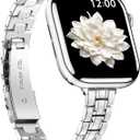 Narrow Metal Band Compatible with Apple Watch Bands 38mm 40mm 41mm 42mm (Series 11 10), Dressy Thin Stainless Steel iWatch Bands for Women (Silver)