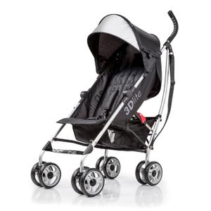 3Dlite Convenience Stroller, Black Lightweight Stroller with Aluminum Frame, Large Seat Area, 4 Position Recline, Extra Large Storage Basket Infant Stroller for Travel and More