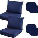 Outdoor Seat Cushion Cover Set of 2, Patio Cushion Covers Replacement Waterproof Backrest and Deep Seat Cushion Covers Set for Patio Furniture(19 x 16 Inch, 19 x 19 x 3 Inch, Navy)