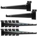 MUZIK 12PCS Slatwall Shelf Bracket, 12" Black Metal Slat Wall Shelf Brackets, Heavy Duty Shelf Slatwall Accessories for Garage Slat Panels Shelving Display, Black 