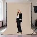 Beige Backdrop for Photography 6x9ft Zoom Screen Meeting, Game Live Studio Shooting Props High Density Fabric