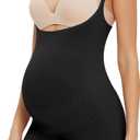 Women's Maternity Bodysuit Pregnancy Shapewear Bump Support Shorts Seamless Adjustable Straps Romper Jumpsuit (Medium, Black 1-pack)
