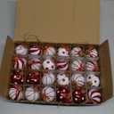 Lyrow 24 Pieces Peppermint Candy Christmas Tree Ornaments Peppermint Candy Ornament Striped Hanging Ornaments Decorations for Indoor Outdoor Christmas Tree Party Decor