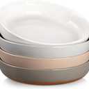 MALACASA Large Pasta Bowls Set of 4, 48 OZ Salad Bowls Serving Bowls for Dinner, Ceramic Soup Bowls Pasta Plates for Serving, Stackable, Microwave & Dishwasher Safe, Multicolor, Series TARA