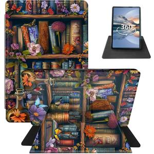 for 6" Kindle Paperwhite 10th Generation 2018 Release 360 Degree Rotating Case, PU Leather Stand Smart Flat Case with Auto Wake/Sleep for Kindle Paperwhite 2018 6 Inch PQ94WIF, Flower Book