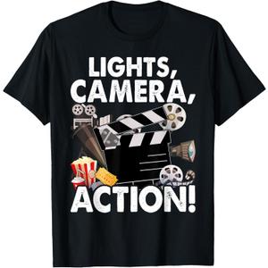 Movie Director Producer Filmmaker Film Lights Camera Action T-Shirt, Medium