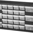 Akro-Mils 10726 26-Drawer Plastic Drawer Storage Cabinet for Garage Organization, Bead Organizer, Lego Storage, Teacher Toolbox, Makeup Organizer, and More, 20-Inch W x 6-Inch D x 10-Inch H, Black