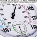 Indoor Outdoor Thermometer Large Wall Thermometer-Hygrometer Waterproof Does not Require Battery (White)