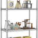 Metal Shelving Unit 4 Tier Storage Shelves Rack Metal Shelf Adjustable Wire Shelving Units Storage Shelving Heavy-Duty 2200 LBS rganizer for Pantry Garage Laundry Bathroom Kitchen Closet Utility Room (Silver)