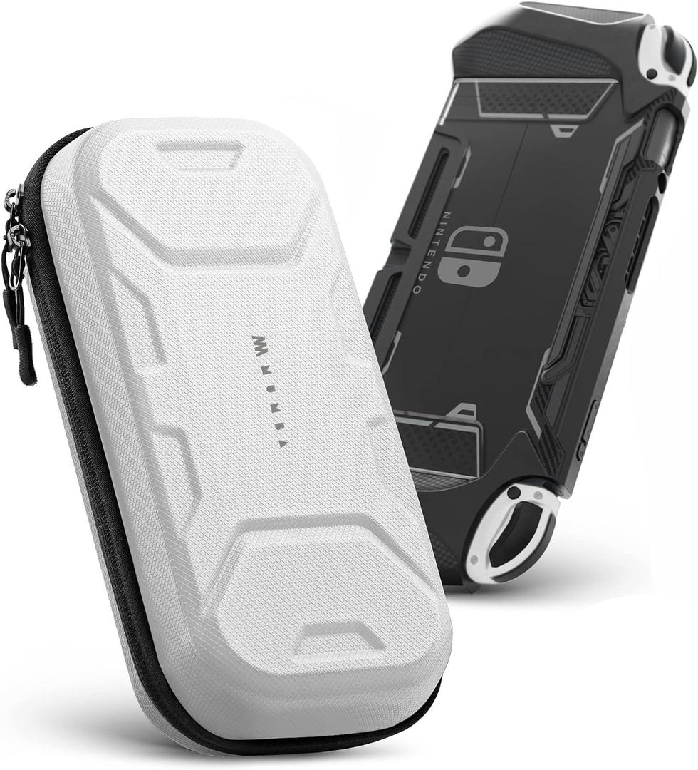 Mumba Carrying Case for Nintendo Switch OLED & Nintendo Switch 2017, [Plus Version] Portable Protective Travel Carry handbag Pouch for Blade/Battle Case [Large Capacity] (White)