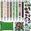Football Stationery Set Football Lover Gifts 0.5mm Ballpoint Pens,Pencil Bag,Stickers for Office School Supplies Gifts