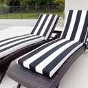 Crestlive Products Outdoor Chaise Lounge Cushions , Water Resistant Fade Resistant Patio Furniture Lounge Chair Cushion,80" L x 23" W, Stripe Black+White, 80X23
