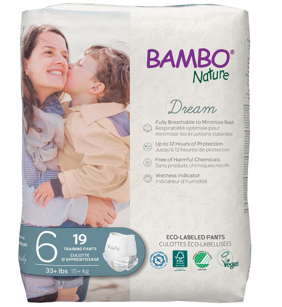 Bambo Nature Hypoallergenic Training Pants, EcoLabeled Training Pants, Totally ChlorineFree  Size 6 (19 Count)