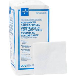 Medline Avant Gauze Non-Woven Non-Sterile Sponges, 4x4 in, 200 Count