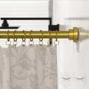 Samstar Gold Shower Curtain Rod,32-83 Inches(2.6-6.9ft),Adjustable Spring Tension Rod No Drilling,with 2 Free Anti-Slip Holder,for Bathroom Window Living Room,Gold