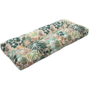 Magpie Fabrics Indoor Outdoor Bench Cushion 42"x18", Non-Slip Tufted Water Resistant Long Seat Pads, Patio Loveseat Cushion for Window, Garden, Swing, Settee - Green Floral