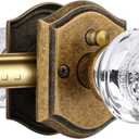 Glass Door Knobs Interior with Lock, Antique Brass Door Knobs Vintage Crystal Privacy for Bedroom Bathroom, 1 Pack