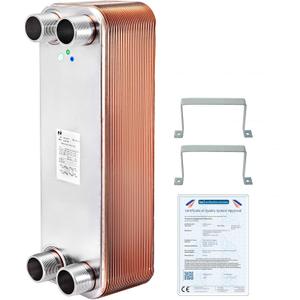 BestEquip Heat Exchanger 3"x7.5" 40 Plates Brazed Plate Heat Exchanger 316L 3/4" MPT Heat Exchanger B3-12A Beer Wort Chiller for Hydronic Heating