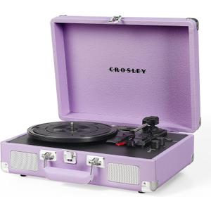 Crosley CR8005F-LN Cruiser Plus Vintage 3-Speed Bluetooth in/Out Suitcase Vinyl Record Player Turntable, Lavender