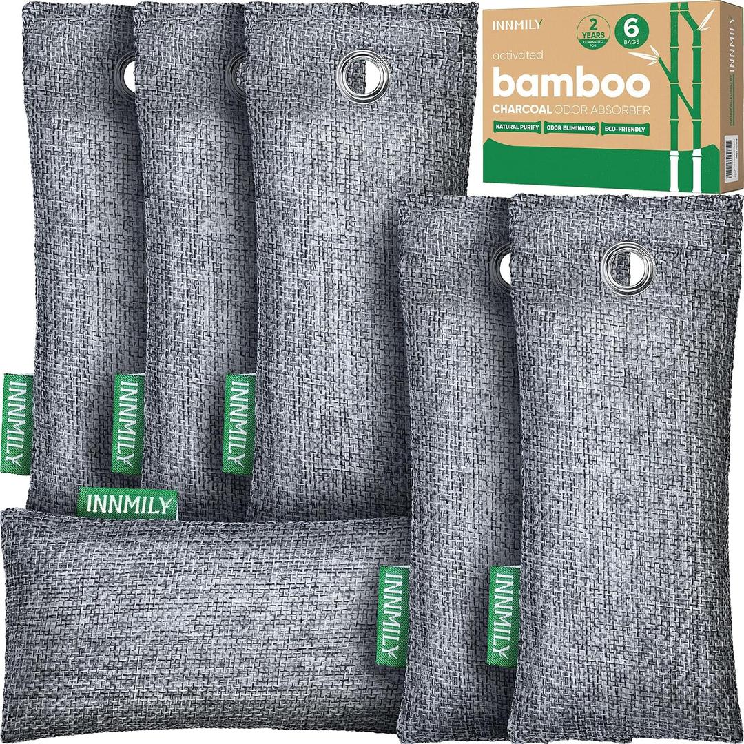 Activated Charcoal Odor Absorber, 4 Pack Natural Shoe Odor Eliminator, Bamboo Charcoal Air Purifying Bags, Sneaker Deodorizer and Moisture Absorbers for Clean Footwear, Shoe Odor Remover