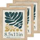 8.5x11 Oak Picture Frame 3 Pack with HD Glass, Natural Wood Certificate Frame, Table or Wall Display