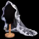 Merroyal First Holy Communion Veil Floral and Lace Veil for Girls,White,37 Inches