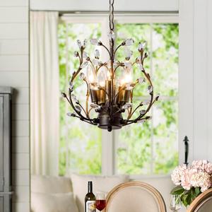 Sedelan Vintage Chandelier, Tree Branch 5-Lights Flush Mount Fixture Crystal Pendant Lights, Farmhouse Chandeliers for Dining Room, Bedroom, Kitchen, Foyer, Hallway, Porch, Aged Bronze Finish