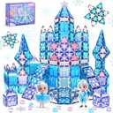 Magnetic Tiles Building Toys Set with 2 Dolls, Princess Castle Magnetic Blocks for Kids Ages 3-5 4-8, STEM Educational Sensory Magnet Toys Birthday Gifts for Toddlers Girls Boys