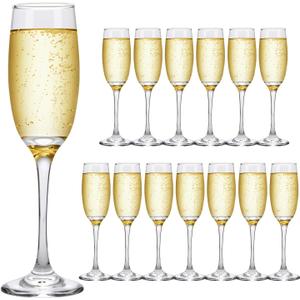 6oz Champagne Flute,Clear Champagne Glasses Set of 14,Elegant Stemmed Champagne Glasses Sparkling Wine Glasses for Birthday, Parties, Wedding