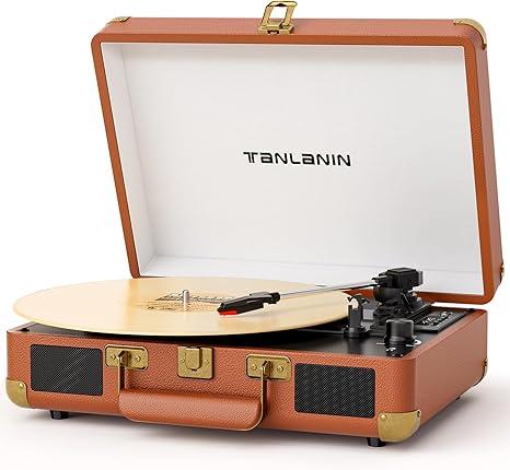 Vinyl Record Player Bluetooth Vintage 3-Speed Portable Turntables with Built-in Speakers, Belt-Driven LP Player Support USB Input AUX-in RCA Line Out
