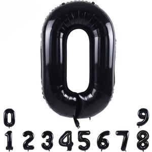 TONIFUL 40 Inch Black Large Numbers Balloons 0-9,Number 0 Digital 0 Helium Balloons,Foil Mylar Big Number Balloons for Birthday Party supplies Decorations