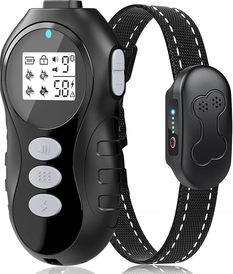 Dog Shock Collar with Remote Control - Shock Collar for Dogs IPX7 Waterproof Dog Training Collar with Beep Vibration Static Correction Flashlight Long-Lasting Battery Safe Training for dogs 10120 lbs
